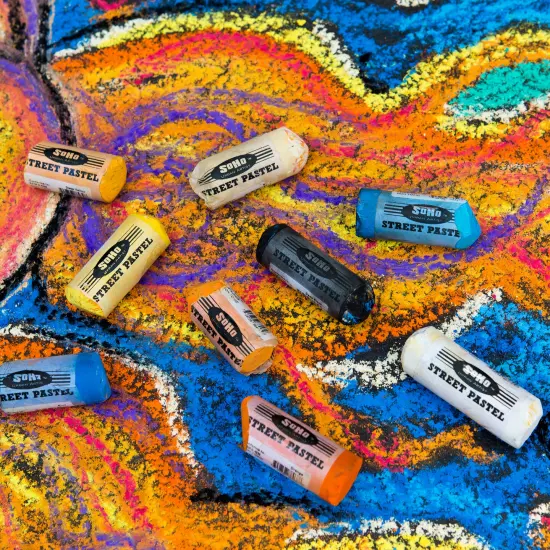 SoHo Urban Artist Professional Oil Pastels - Jumbo Street Pastel Pack of 4 White, 1" Diameter, 2.7" Length, Non-Toxic, Brilliant Pigments, Ideal for Pavement, Less Crumbling than Sidewalk Chalk {7}