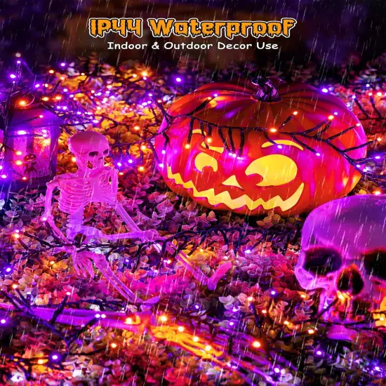 10FT 120 LED Orange and Purple Halloween Cluster Lights {2}