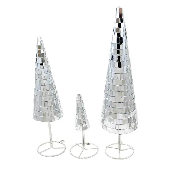 Cody Foster 12.0 Inch Small Mirrored Trees Christmas Decorative Tree Set , Christmas Decor Reflect Set Of 3 Silver {3}