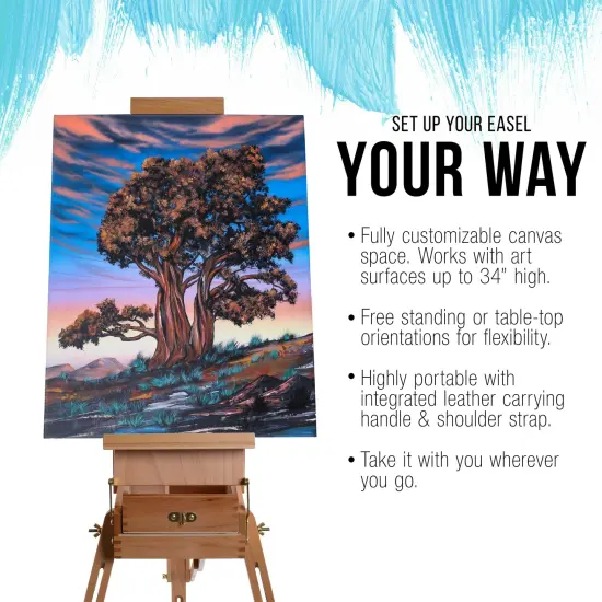 Coronado Small Wooden French Style Field & Studio Sketchbox Easel - Art Easel for Adults, Drawer, Palette - Adjustable Wood Tripod Stand, Portable Artist Table For Painting, Sketching {4}