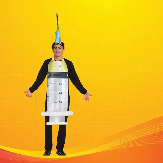 Syringe Adult Costume Funny Medical Tunic and Headpiece for Themed Events {3}