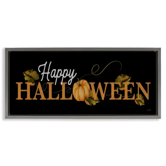 Happy Halloween on Black Floating Frame Canvas Art Brown {7}