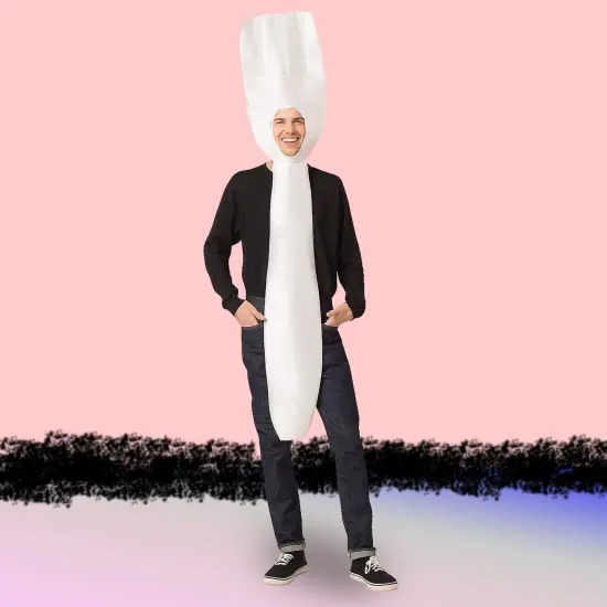 Funny Fork White Adult Costume One Piece Lightweight Halloween Party Outfit {2}