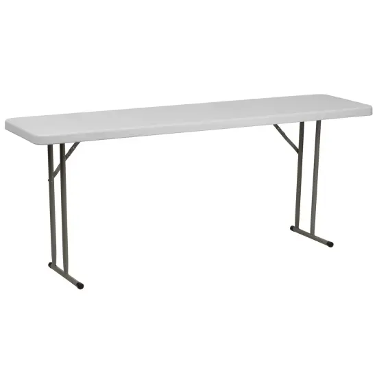 Emma and Oliver 70.8 Inch Plastic Folding Training Table Granite White {2}
