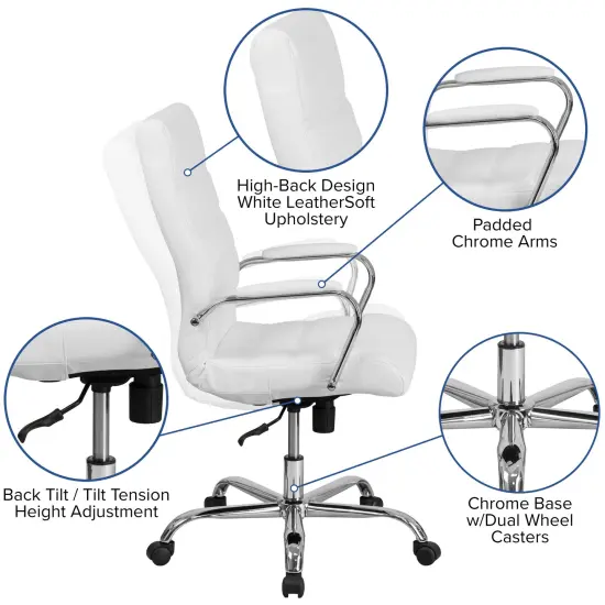 Merrick Lane Milano Contemporary High-Back Home Office Chair with Padded Arms {9}