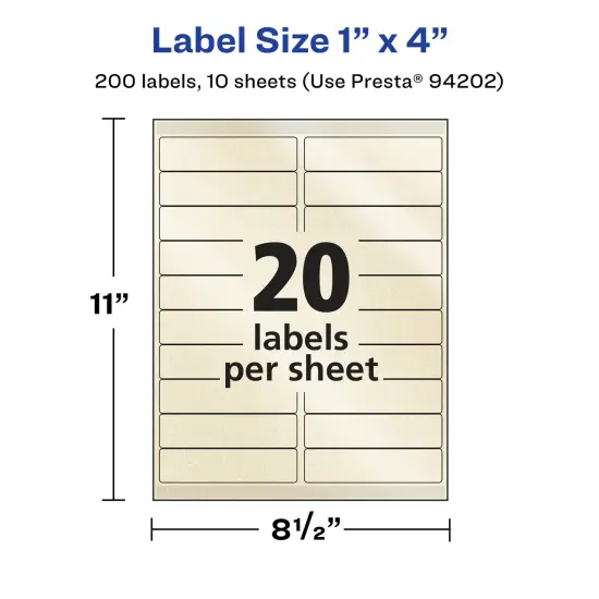 Avery Pearlized Ivory Rectangle Labels with Sure Feed Technology, 1" x 4" {5}