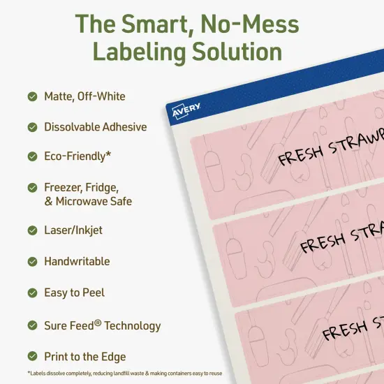 Avery Dissolvable Labels, 1.75" x 7.75" Rectangle {2}