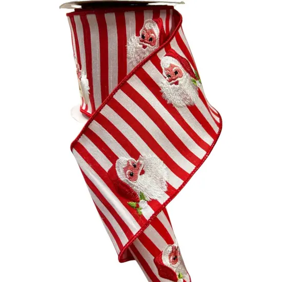 4" Embroidery Santa Face Ribbon: Red/White (10 Yards) {3}