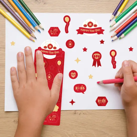 Big Dot of Happiness Lunar New Year - 2025 Year of the Snake Favor Kids Stickers - 16 Sheets - 256 Stickers {7}