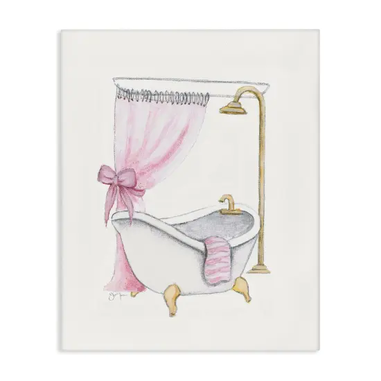 Stupell Industries Simple Glam Bathroom Tub Canvas Design by Janet Tava {1}