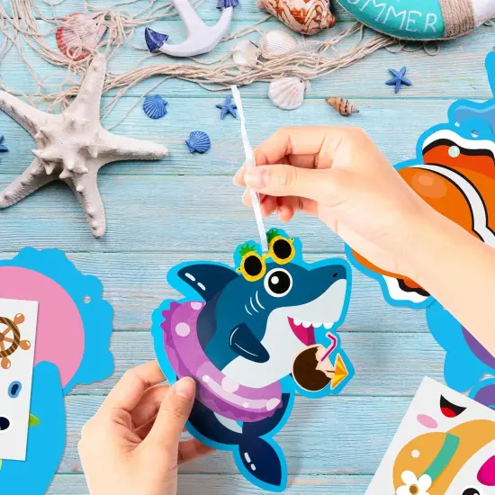 40 Packs Summer Sea Animals Craft Kit for Kids - Make Your Own Ocean Marine Animal Card Bulk Set DIY Self-Adhesive Sticker {2}