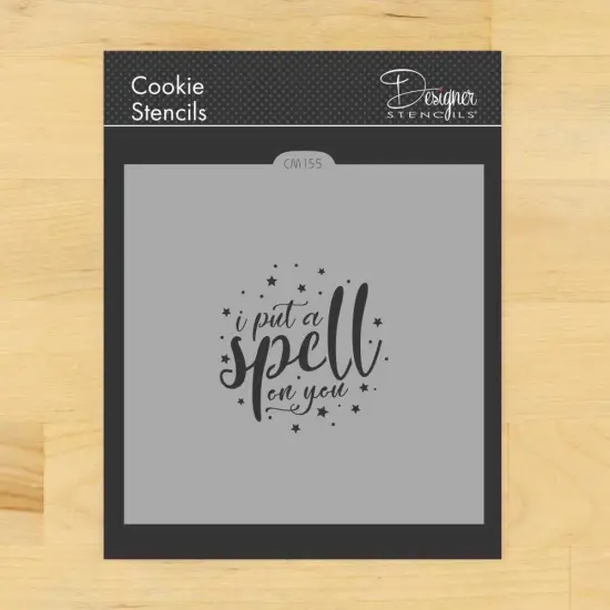 I Put A Spell On You Cookie & Craft Stencil | CM155 by Designer Stencils | Cookie Decorating Tools | Baking Stencils for Royal Icing, Airbrush, Dusting Powder | Craft Stencils for Canvas, Paper, Wood | Reusable Food Grade Stencil {1}