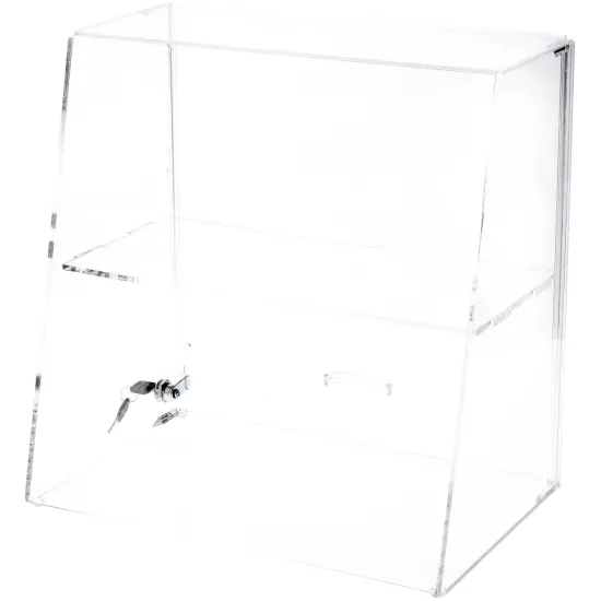 Plymor Clear Acrylic Locking Display Case with Slanted Front and Sliding Back, 1 Flat Shelf {1}