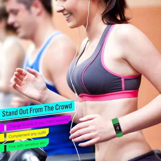 Zodaca Silicone Watch Band Compatible with Fitbit Charge 3, Charge 3 SE (Large), and Charge 4, Fitness Tracker Replacement Bands, Green {3}