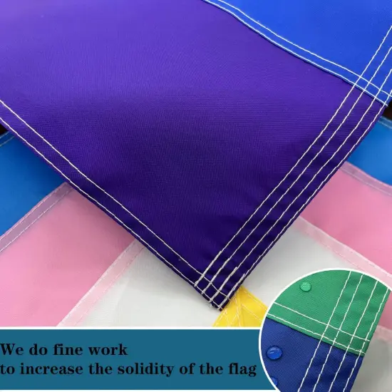Intersex Progress Pride Flags 3x5 Outdoor - Embroidered Circle and Sewn Stripes Inclusive Lesbian Gay Bisexual Transgender Rainbow Flag for Outside with 2 Brass Grommets UV protection Fade Resistant {3}