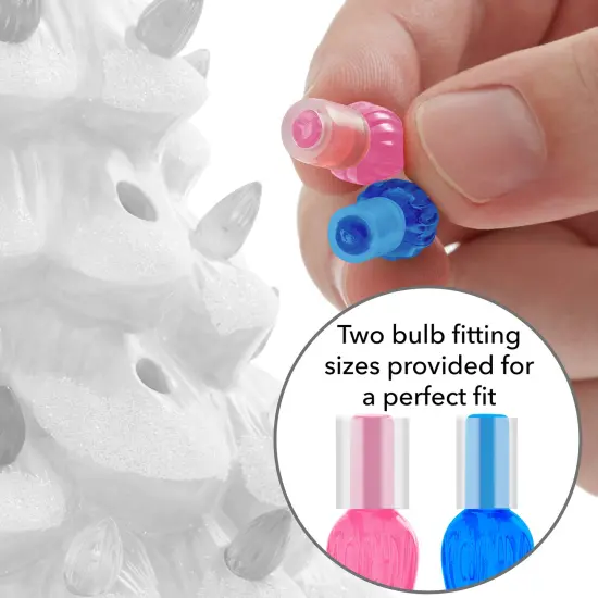 Casafield Hand Painted Ceramic Christmas Tree, White 15-Inch Pre-Lit Tree with 128 Pink and Blue Lights and 2 Star Toppers {5}