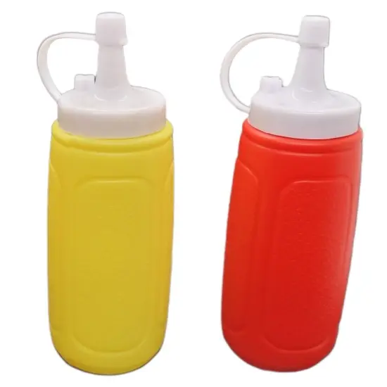 Handy Housewares 2 pc Squeezable Picnic Condiment 8 oz. Squeeze Dispenser Storage Bottles - Great for Ketchup Mustard or BBQ Sauce! {1}