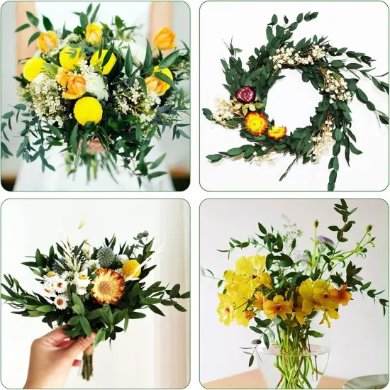 20+ Small Branches Dried Eucalyptus Preserved Greenery Stems, 7-14 Pcs 17'' 4oz Natural Real Eucalyptus Bundles for Shower, Green Leaves Plant for Arrangement, Wedding, Home, Office Decor {3}