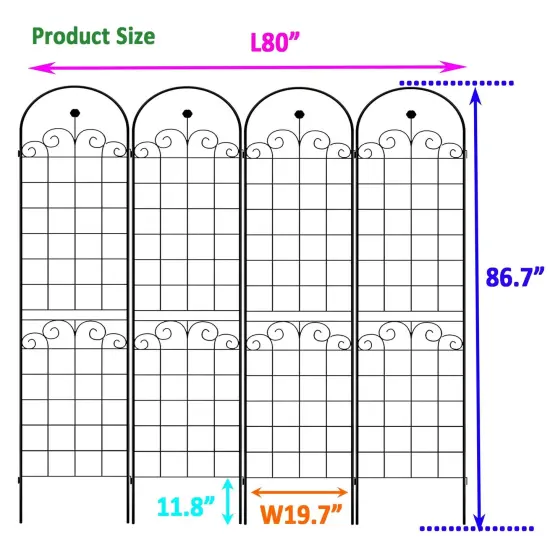 4-Pack 86.7'' Rustproof Metal Garden Trellis {6}