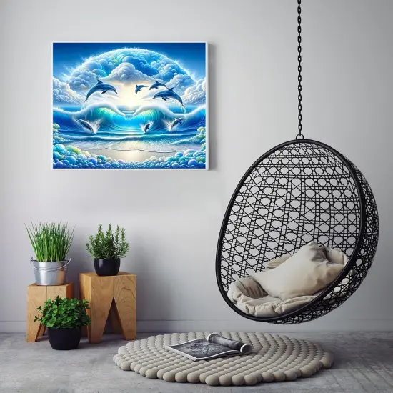 5D Dolphin Diamond Painting Kits 12x12 Inch {4}