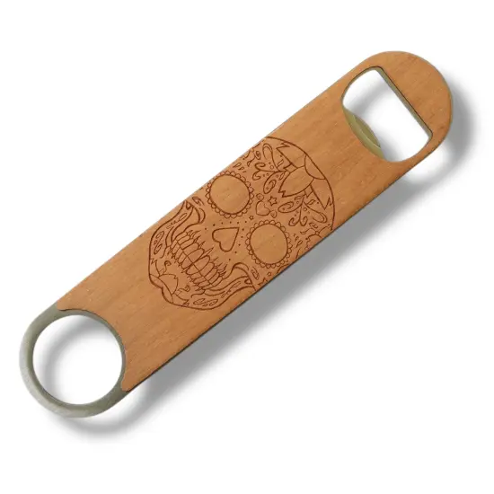 Wooden Bottle Opener - Sugar Skull {1}