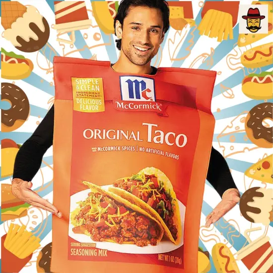 Adults McCormick Taco Seasoning Packet Costume Funny Food Tunic with Realistic Print Front {6}