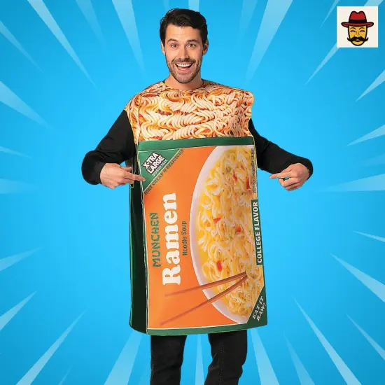 Adults Ramen Noodles Costume Funny Food Foam Tunic Photo Print Halloween Party Outfit {3}