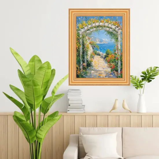 Bright Gold Leaf Wave Picture Frame 32x48 frame {5}