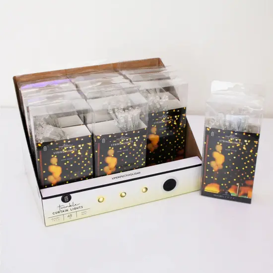 12pcs 48L Warm White LED Curtain Lights 60cm x 120cm Warm white {7}