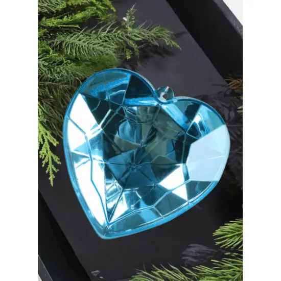 6" Acrylic Heart Jewel Ornament: Light Blue {3}