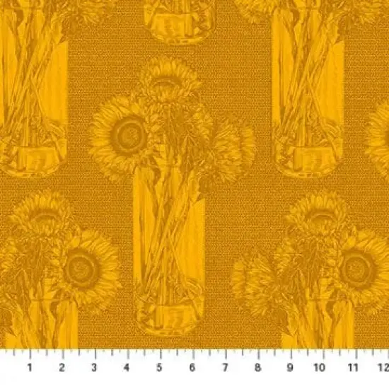 Yellow Sunflowers Indelible by Anna Maria for Northcott Cotton 44"/45" Fabric Per Yard {1}