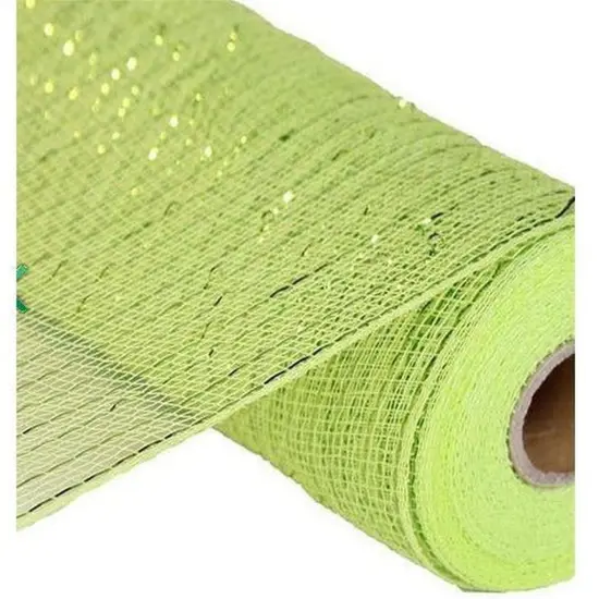 10" Poly Deco Mesh Ribbon: Metallic Apple and Lime Green {2}