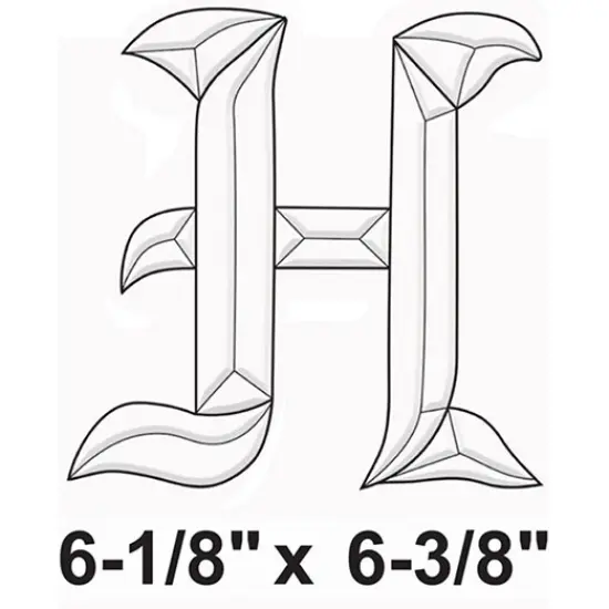 6-1/8" x 5-3/8" Exquisite Clear Glass Letter H Bevel Cluster BLH {2}