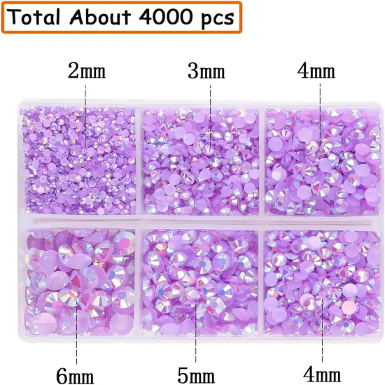 4000pcs Resin AB Flatback Rhinestones for Nails - Purple {5}