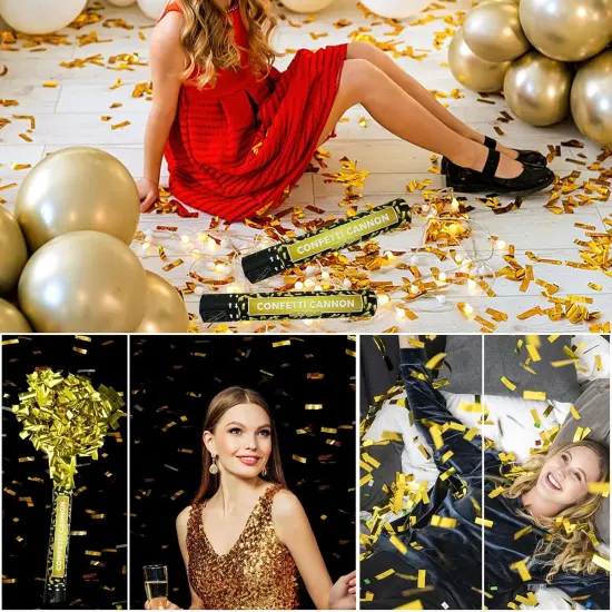 6 Pack 12 Inch Confetti Poppers for Wedding Celebration,Confetti Cannon Gold Party Poppers {2}
