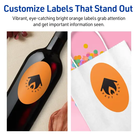 Avery Bright Orange Paper Labels, 4" x 6" Oval {3}
