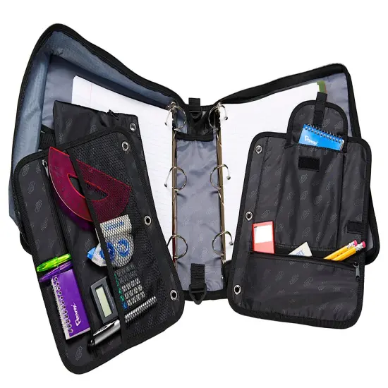 Case&middot;it Dual Ring Zipper Binder, D Ring, 1-1/2 Inches, Jet Black {3}