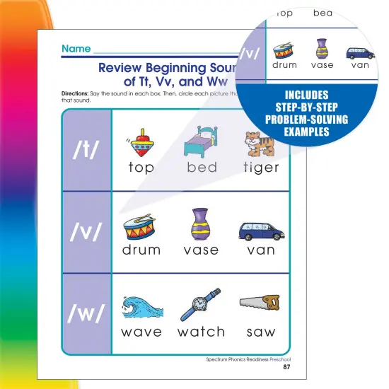Spectrum Early Years Phonics Readiness Preschool Workbook, Pre K Activity Book Age 4-5 Covering Alphabet, Vowels, Sight Words, Nursery Rhymes, and More, PreK Classroom or Homeschool Curriculum {4}