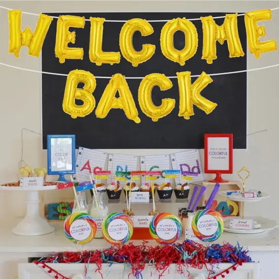 Welcome Back Foil Mylar Balloon Gold {4}