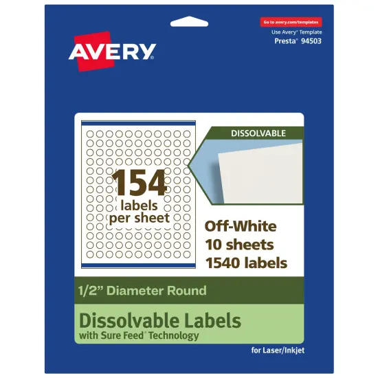 Avery Dissolvable Labels, 0.5" Diameter Round {1}