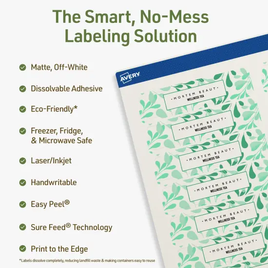 Avery Dissolvable Labels, 0.75" x 3.5" Rectangle {2}