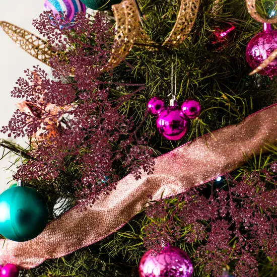 Northlight Glittered Leaves Artificial Christmas Spray - 18" - Deep Pink {4}