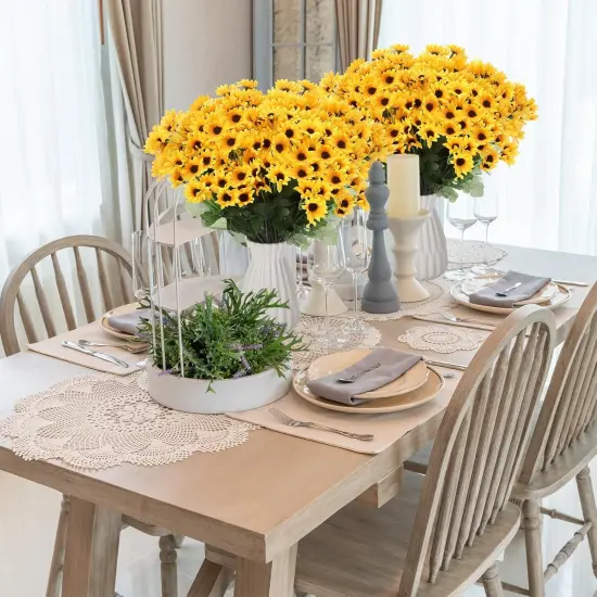 Summer Floral Arrangement - 24 Bundles Artificial Sunflowers with 22 Small Daisies, Faux Silk Flowers for Home, DIY, Table Centerpieces, and Wedding Decor {4}