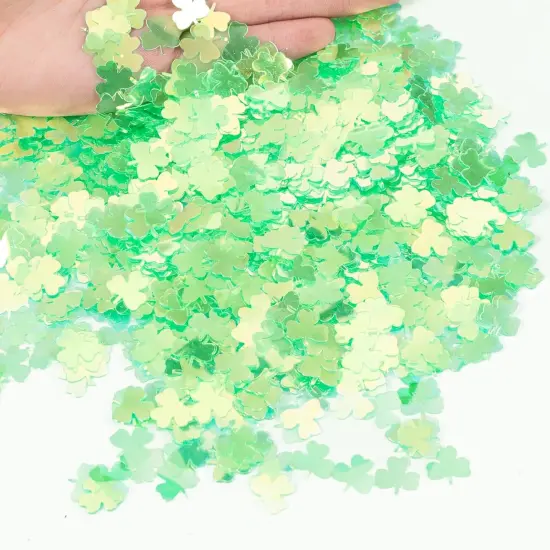 1500pcs/50g Shamrock Confetti Decorations,Iridescent Shamrock Table Confetti Green Glitter Lucky Clover Shamrock Sequin for St. Patrick's Day Party Home Decoration {1}