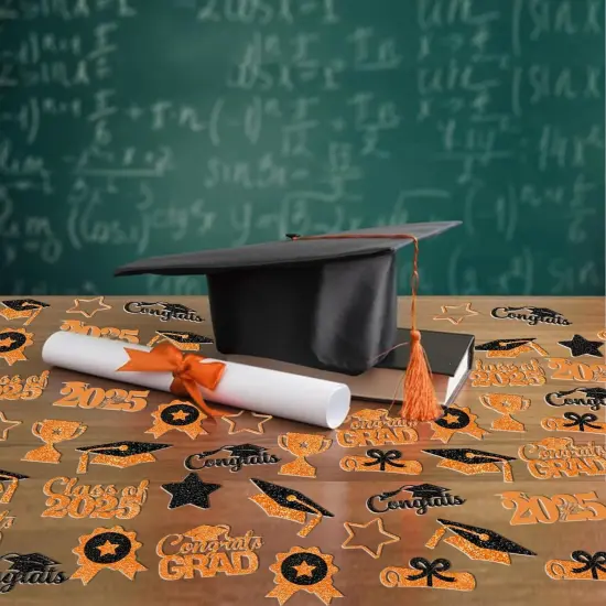 200PCS Orange Glitter Graduation Confetti Class of 2025 Graduation Table Decorations Graduation Party Decorations Graduation Decorations Class of 2025 for 2025 Graduation Party Supplies {5}