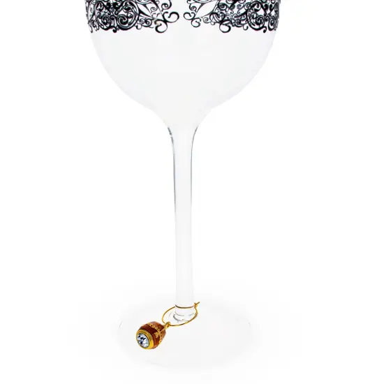 Gold Guilloche Royal Egg Wine Glass Charm {3}