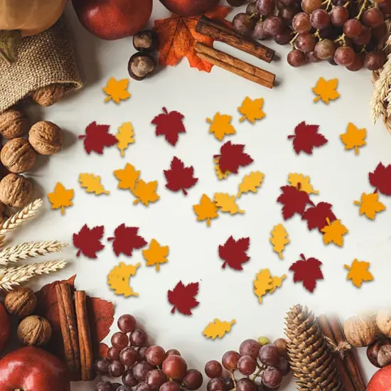 100PCS Fall Maple Leaves Confetti Thanksgiving Maple Leaf Table Confetti Fall Table Scatter Decorative Maple Leaves Sparkles for Thanksgiving Themed Baby Shower Kids Birthday Party Decor {3}
