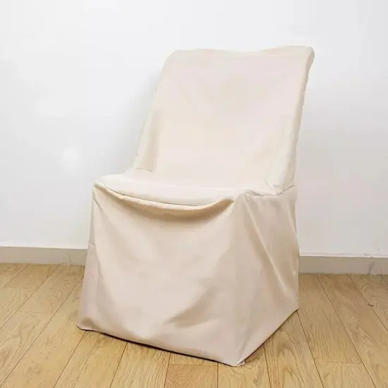 20 pcs Beige LIFETIME Folding CHAIR COVERS Slipcovers Polyester Wedding Supplies {4}