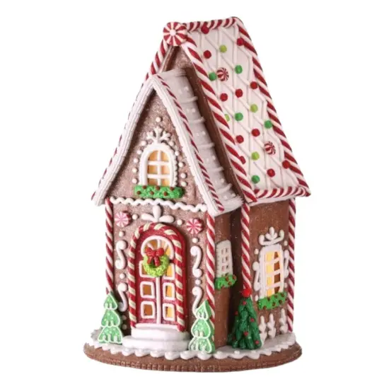 13" LED Battery-Operated Timer A-Frame Gingerbread House - Christmas Holiday Decor {1}
