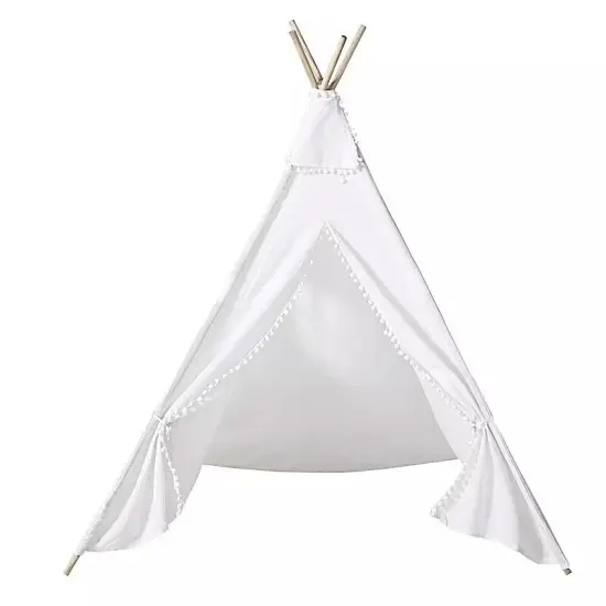 White Kids Teepee Play Tent with Window Indoor Outdoor Playhouse Playroom Home {1}